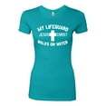 thumbnail image 2 of My Lifeguard Walks on Water Jesus Christ Bible | Womens Inspirational/Christian Slim Fit Junior Tee, Tahiti Blue, Small, 2 of 3