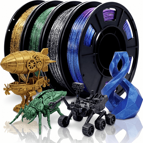 3D Printer Filament Galaxy PLA Filament 1.75mm, 3D Printing Filament Bundle, Multi Color PLA Filament Glitter 250g X 4 Color Pack.