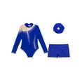 thumbnail image 3 of Miutii Kids Girls 3 Piece Gymnastics Leotards Dance Bodysuit Tumbling Outfits Figure Skating Costume B Royal Blue 16, 3 of 5
