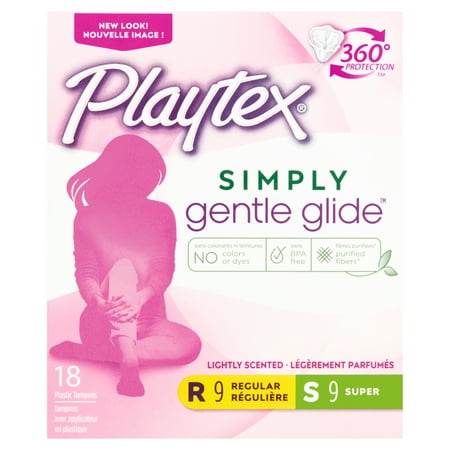 Playtex Simply Gentle Glide Tampons Scented Multi-Pack 9 Regular And 9 Super Absorbency - 18 Count