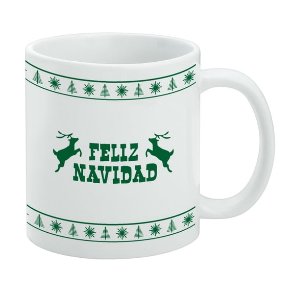 Feliz Navidad with Deer Merry Christmas White Mug