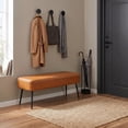 thumbnail image 6 of Nordic Hygge Mid-Century Modern Entryway Bench, Caramel Brown, 6 of 7