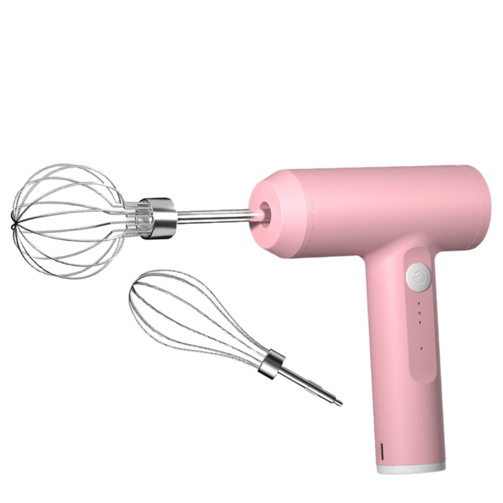 Mini Household Cordless Electric Hand Mixer USB Rechargable Handheld Egg Beater Pink 300g Double Stick