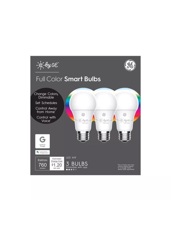 GE Lighting Full Color Smart Bulbs LED A19 - 3 Pack