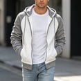 thumbnail image 2 of LIIPEE Color Block Zip Up Hoodies For Men Long Sleeve Hooded Sweatshirts Male Autumn Winter Comfortable Casual Sweatshirt With Pockets,L, 2 of 4