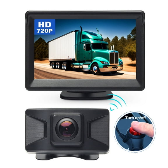 Wireless Backup Camera Kit 5 Inch LCD Monitor DVR Video Recorder with OSD Menu Rear View Camera 720P HD Reverse Camera for Car Van Truck Camper Trailer