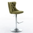 thumbnail image 3 of PORKISS Swivel Velvet Bar Stools, Chrome Base Barstools Set of 2 with Tufted Backs, Modern Upholstered Adjustable Seat for Home Pub and Kitchen Island, Olive Green, 3 of 11