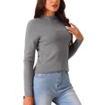 thumbnail image 3 of INSPIRE CHIC Women's Ribbed Sweater Mock Neck Long Sleeve Casual Slim Fit Fall Winter Pullover Top XL Grey, 3 of 5