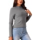 thumbnail image 4 of Suéter casual de manga larga con cuello redondo para mujer, ajuste slim, gris, talla S, 4 of 5