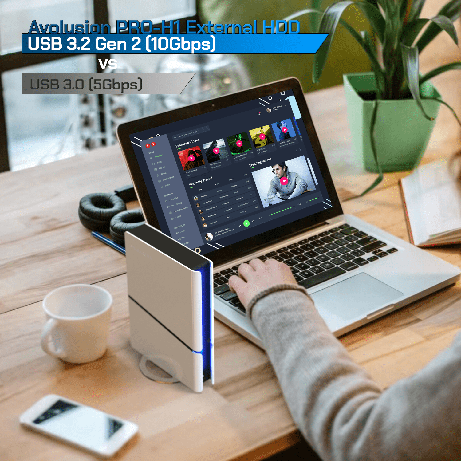 Avolusion PRO-H1 14TB USB 3.2 Gen2 (10Gbps) External Hard Drive (for Windows or MacOS Desktop PC / Laptop)