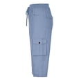 thumbnail image 6 of Linen Pants Women Elastic High Waisted Straight Leg Lace Hem Pants Casual Slacks Summer Beach Vacation Trousers with Pockets, 6 of 7