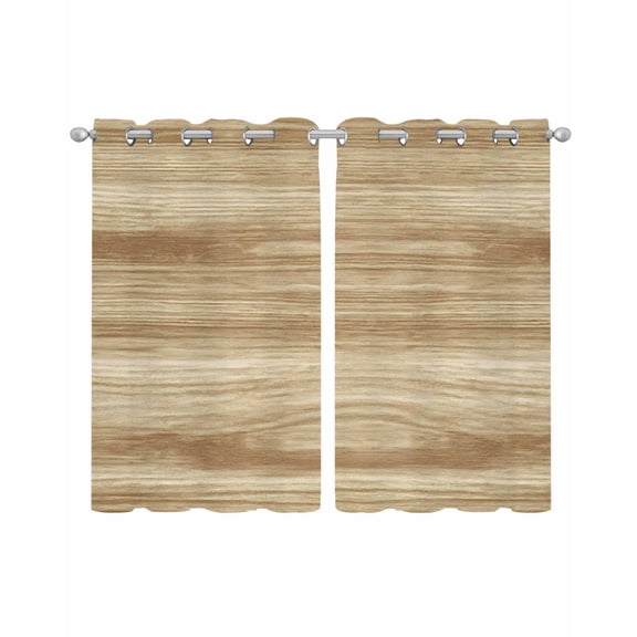 Light Brown Wood Grain Sheer Curtains 54 Inch Length 2 Panels Set for Living Room/Bedroom, Western Farmhouse Barn Door Kitchen Curtains Grommet Semi-Sheer Curtains Drapes Window Treatments 42"x54"x2