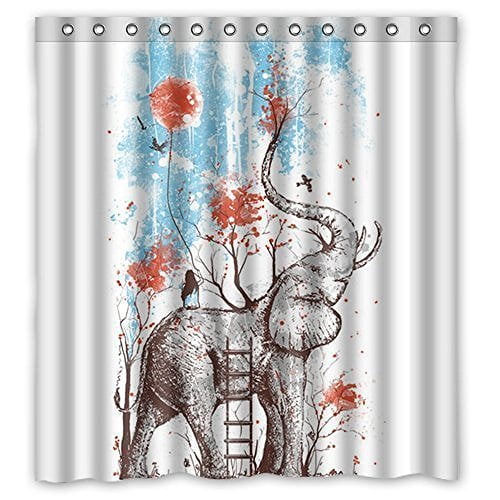 MOHome Art Elephant Shower Curtain Waterproof Polyester ...