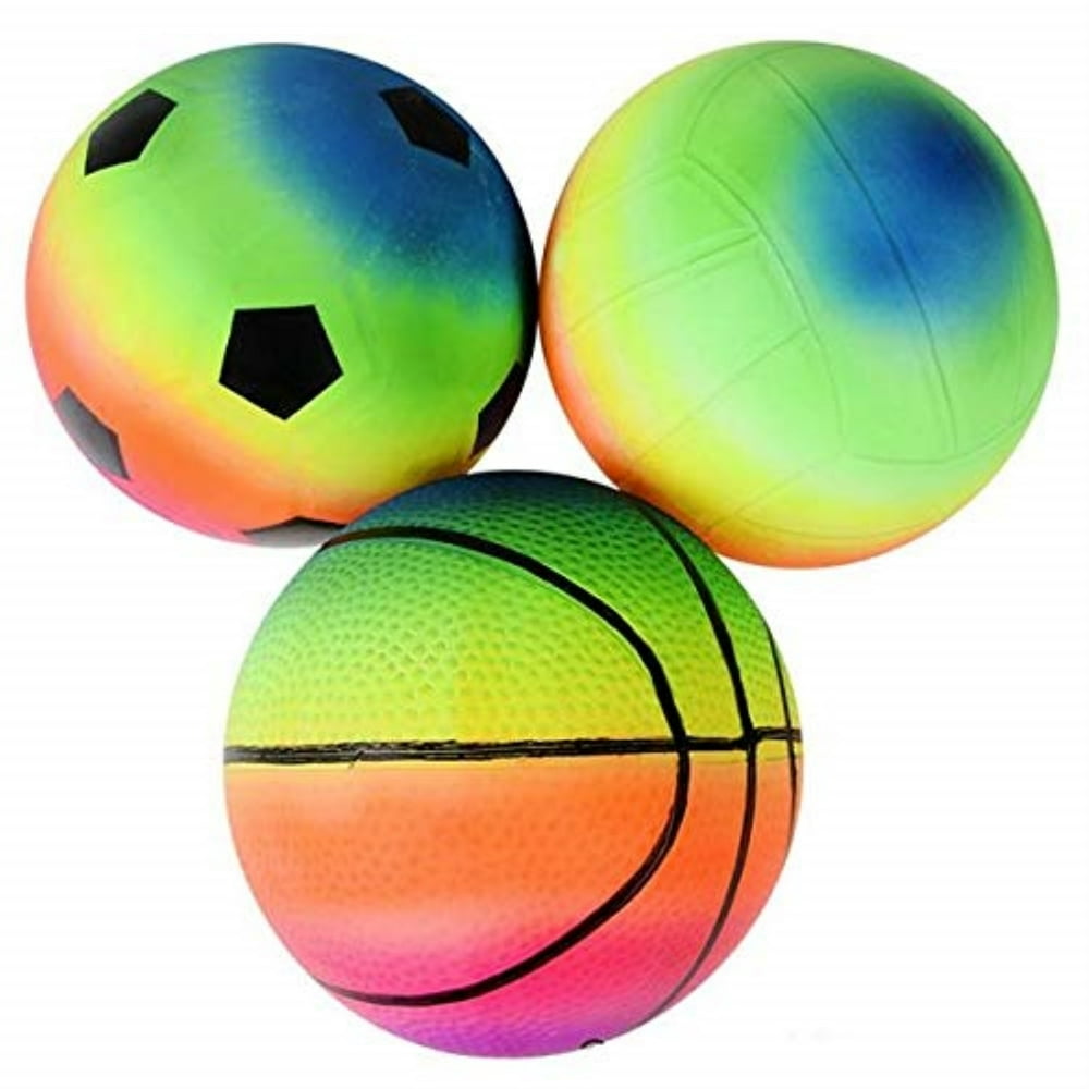 rhode island novelty 6 inch rainbow sports vinyl balls set of 3