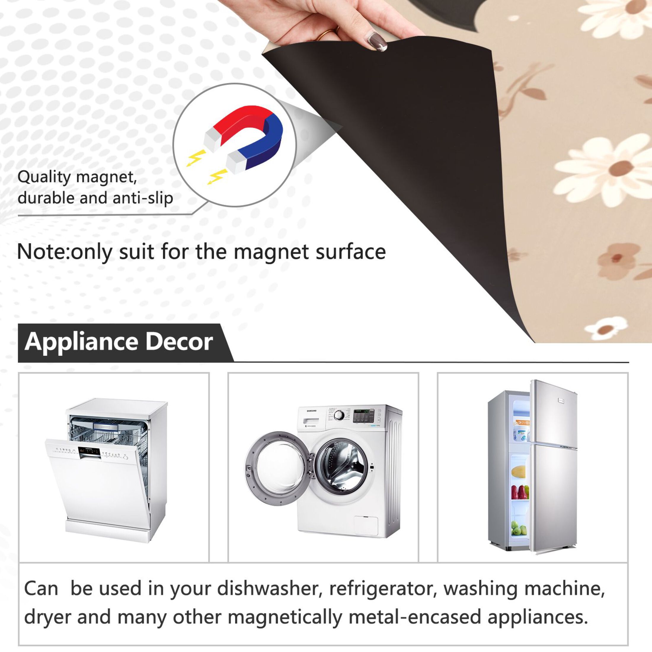 Dishwasher Sticker Magnetic Dishwasher Sticker Magnetic Decorative Sticker Refrigerator Sticker Dishwasher Decorative Stickers Bats and White Flowers