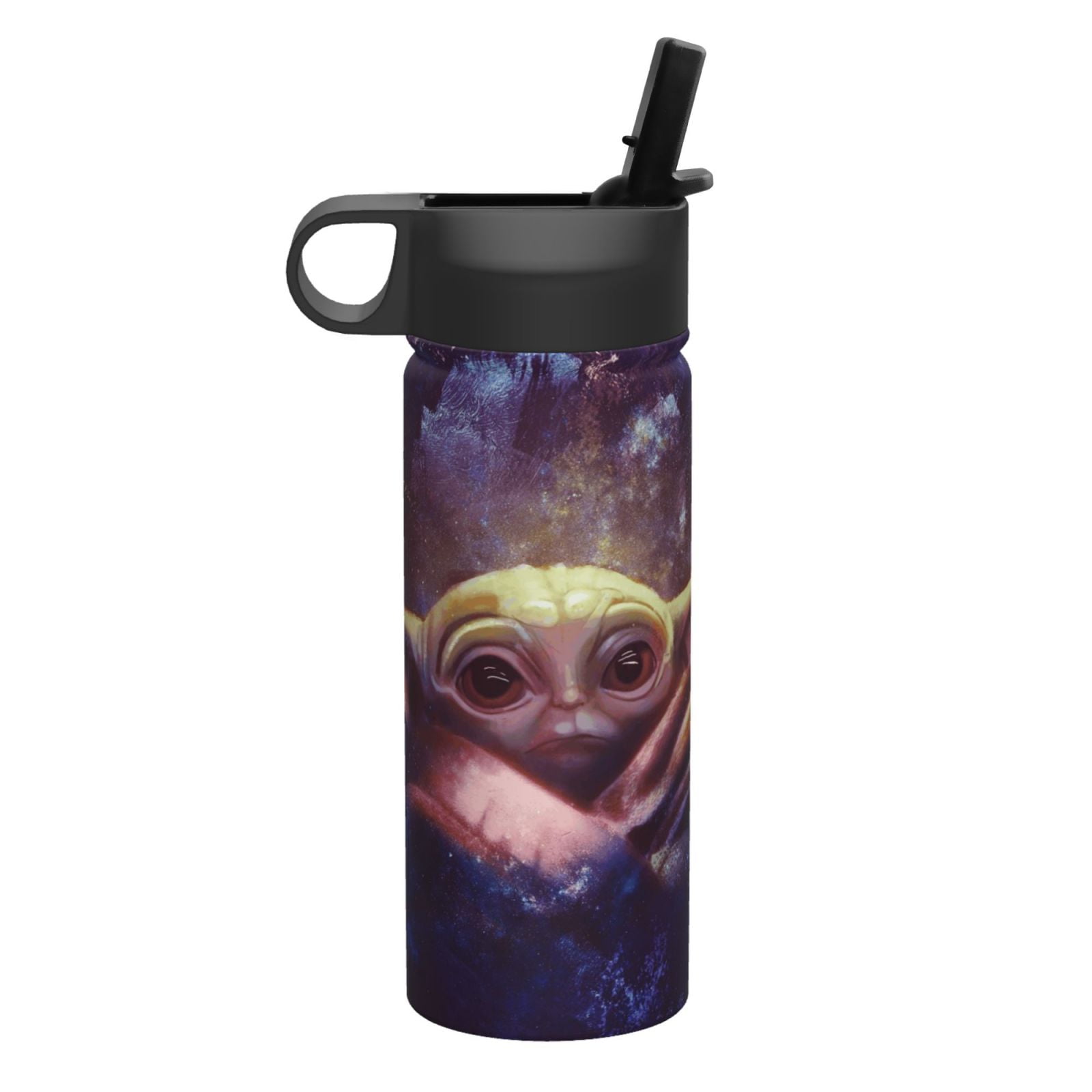 baby yoda Kids Insulated Water Bottle With Straw - 18 Oz Stainless Steel Double Wall Vacuum Cup, Leakproof, Bpa Free, Suitable For Boys And Girls