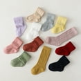 thumbnail image 3 of Dengjunhu 1 Pair Solid Color Hollow Out Kids Socks Ultra Soft Middle Tube Stretchy Thin Socks for Daily Wear, 3 of 7