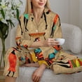 thumbnail image 6 of Rateoe Dancing African Women Pattern Womens Pajamas Set Long Sleeve Sleepwear Button Down Nightwear Soft Cotton Pj Lounge Sets-X-Large, 6 of 7