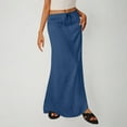 thumbnail image 2 of lcziwo Sundresses for Women 2025 Summer Linen Maxi Skirt Casual Drawstring Waist A Line Skirts Long Flowy Beach Cover Up Skirts on Sale Clearance Blue XL, 2 of 8