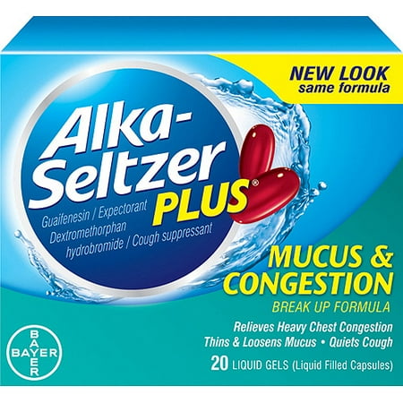 Alka-Seltzer Plus Mucus & Congestion Break Up Formula Liquid Gels, 20 ct