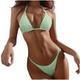 thumbnail image 2 of Micro Bikinis for Women Halter Swimsuit Cutout String Tie Drawstring High Cut Bathing Suit, 2 of 7