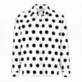 thumbnail image 4 of Yrmaups Polka Dot Button Down Long Sleeve Blouse for Women, V Neck Casual Shirt, Soft Lightweight Top for Office Travel Weekend Outing, White L, 4 of 5