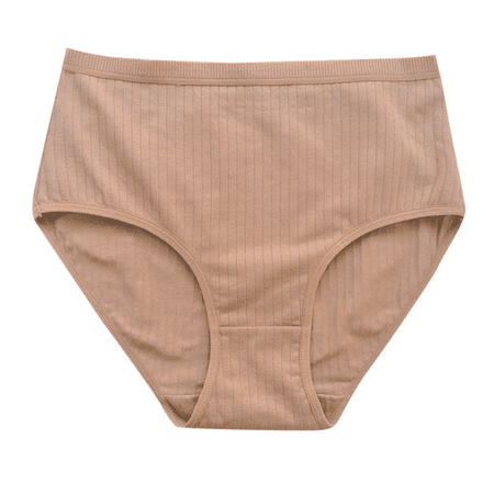 Fulorrnie Underwear for Women Plus Size Briefs High Waisted Seamless Panties Cute Waistband Elastic Waist Comfort Panty Khaki M