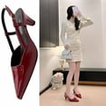 thumbnail image 2 of Miluxas Pointed Toe Slingback Kitten Heels for Women, Leather Stiletto Heel Pumps Elegant Bridal Heel Dating Party Work office Backless Pumps Shoes Red 6.5(38), 2 of 9