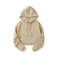 thumbnail image 2 of Women's Fashionable Long-sleeved Pullover And Solid-color Hooded Sweatshirt Beige, 2 of 4