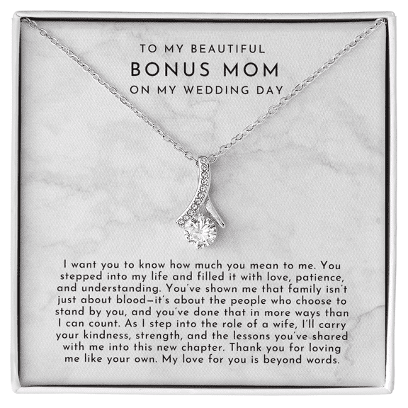 To My Bonus Mom On My Wedding Day Necklace Alluring Beauty Necklace Standard Box