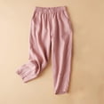 thumbnail image 2 of Womens Lightweight Capri Pants Cotton Linen Summer Casual Loose Wide Leg Capris for Women 3/4 Casual Pants Trousers, 2 of 6