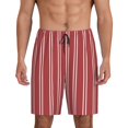 thumbnail image 1 of Balery Stripes Red White Pantalones cortos de pijama de punto de algodón para hombre con cinturilla y bolsillos-Medium, 1 of 6