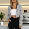 thumbnail image 2 of hotojiny Hoodies for Women Full Zip Up Cropped Sweatshirts Jackets Casual Pockets Athletic Gym Tops Fall Outfits Winter Clothes, 2 of 7