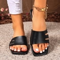 thumbnail image 2 of HomeDM Women's Square Toe Flats Sandals Summer Comfortable Dressy Beach Sandals for Casual Vacation, Black Size 5.5, 2 of 9