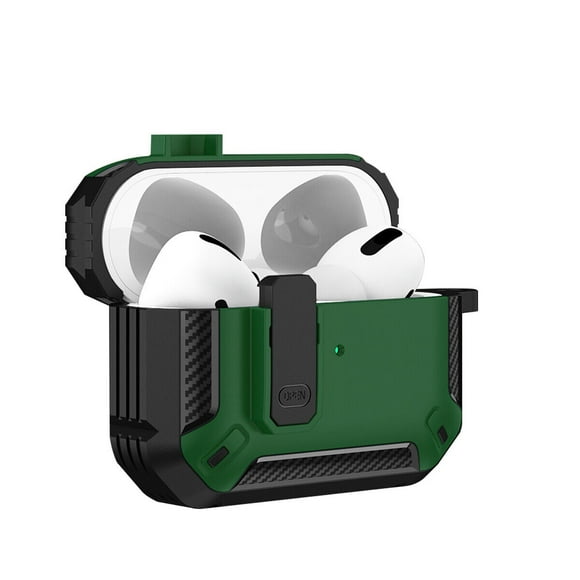 Mignova AirPods Pro 2 Protective Case,Keychain Clip Shockproof Armor Heavy Duty Earbuds Protective Case Compatible for Apple AirPods Pro 2nd generation (Black/Green)