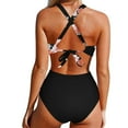 thumbnail image 4 of Aoochasliy Swimsuit Clothes Women Front Cross Cutout One-Piece Swimsuits Swimwear Tankini Monokini Beachwear, 4 of 5