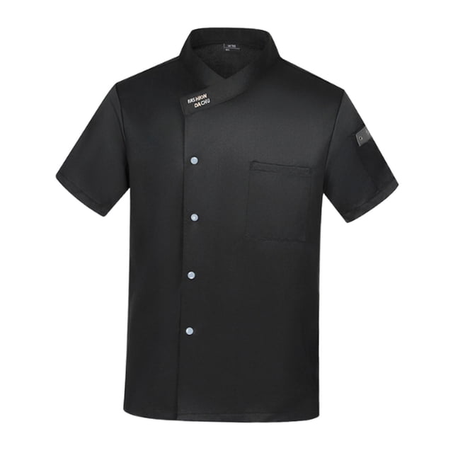 GUOOL Chef Coat Jacket Summer Workwear for Cooking Waiter Waitress Culinary School Black XL
