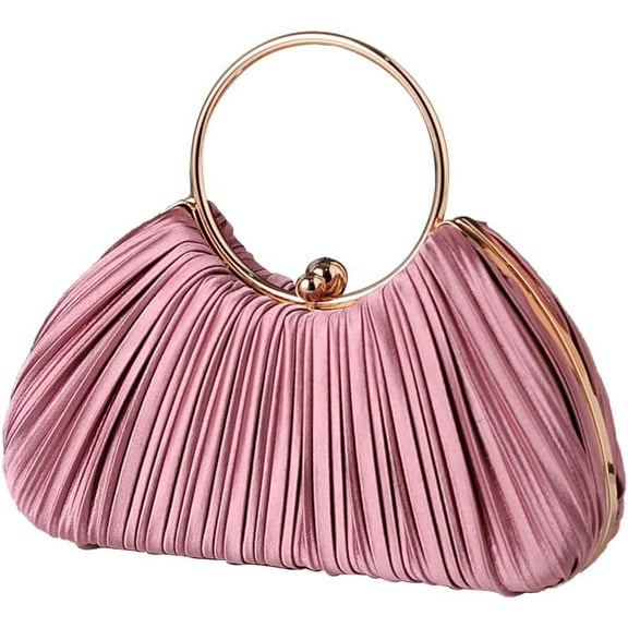 MMYGU Women Evening Bag Pleated Clutch Bag Silk Handbag Bridal Wedding Purse Small Shoulder Bag Elegant Crossbody Bag