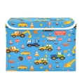 thumbnail image 7 of Yayeee Collapsible Cube Storage Bin with Lid Fabric Closet Decorative Basket with Handles, Blue Cartoon Truck Pattern, 7 of 7