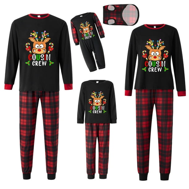 Pijama navideño familiar a juego Fiomva, pijamas navideños para mujer, hombre y niño, ropa de dormir con estampado de letras