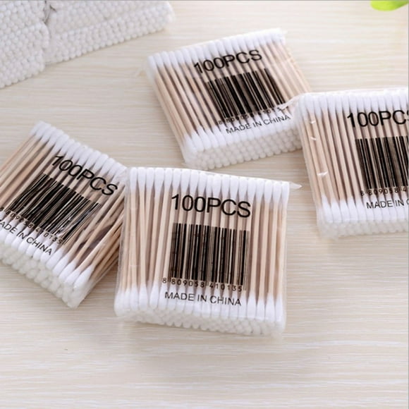 FcBaudy 400 Cotons-Tiges Cotons-Tiges pour Oreilles en Bois Coton Pur Double Rond Cotons-Tiges Épais Cotons-Tiges pour Maquillage Nettoyage Quotidien Coton-Tige pour Animaux