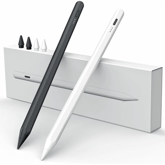 Antier Stylus Pen for iPad W/Palm Rejection Technology,Fast Charging, Apple Pencil 2nd Gen Compatible W/iPad 6/7/8/9/10, iPad Pro12.9/11"/M4, iPad Air3/4/5/6,iPad mini5/6 (White&Black)
