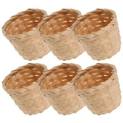 HOMEMAXS 6 Pcs Bamboo Storage Basket White Mini Rattan Baskets Woven Bride