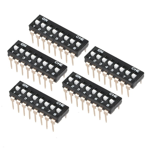 5Pcs Black DIP Switch 1-8 Positions 2.54mm Pitch for Circuit PCB