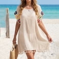 thumbnail image 5 of PBFRDSJ Womens Swimsuit Cover Up Boho Tassel Hem Sheer Mesh Beach Sundress Loose Fit Summer Tunic for Vacation, 5 of 7