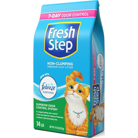 Fresh Step Non-Clumping Premium Cat Litter with Febreze Freshness, Scented - 14 (Best Non Clay Cat Litter)