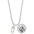 thumbnail image 1 of Delight Jewelry Silvertone Clear Frosted Baby Safety Pin Silvertone Script Initial Disc - B - Charm Necklace, 20"+3", 1 of 4
