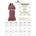 thumbnail image 6 of DARING DIVA Plus Size Ribbed Knit Long Sleeve Ruffled Hem Midi Dress 1X Purple Red, 6 of 6