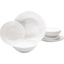 Gibson Ultra Patio 12 Piece Tempered Opal Glass Dinnerware Set in White