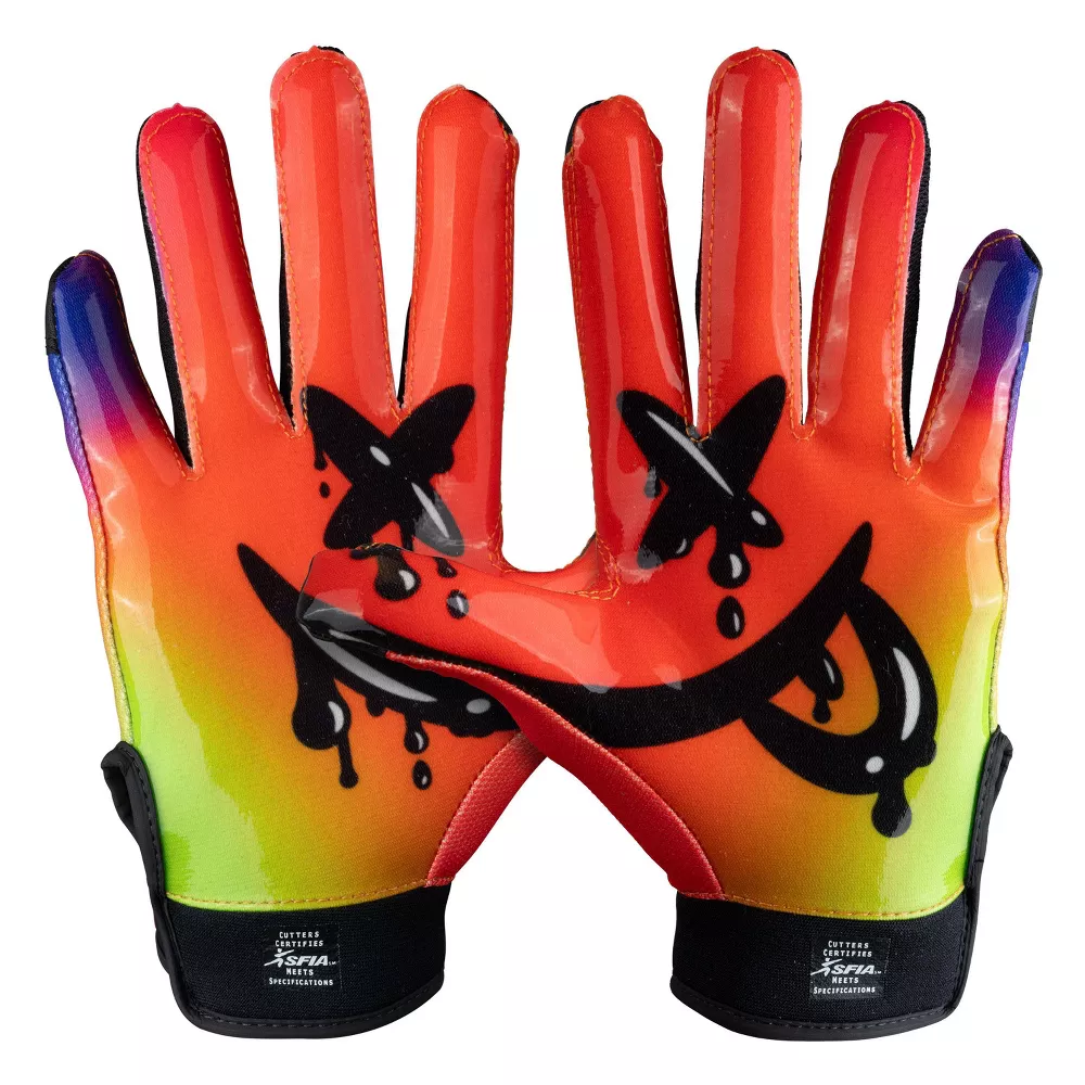 Cutters, Game Day Football Receiver Gloves, Youth, S/M, Drip Face